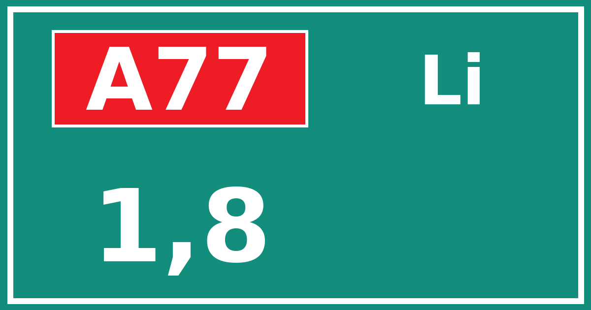 Hectometerbord A77 1,8 zijde Li