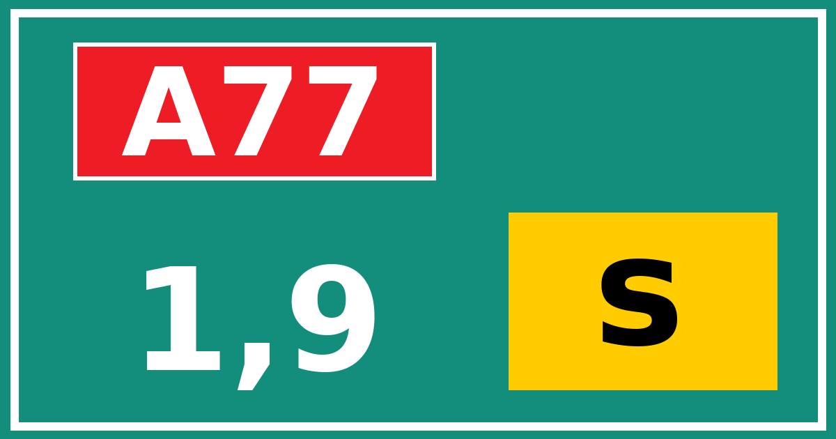 Hectometerbord A77 1,9 letter s