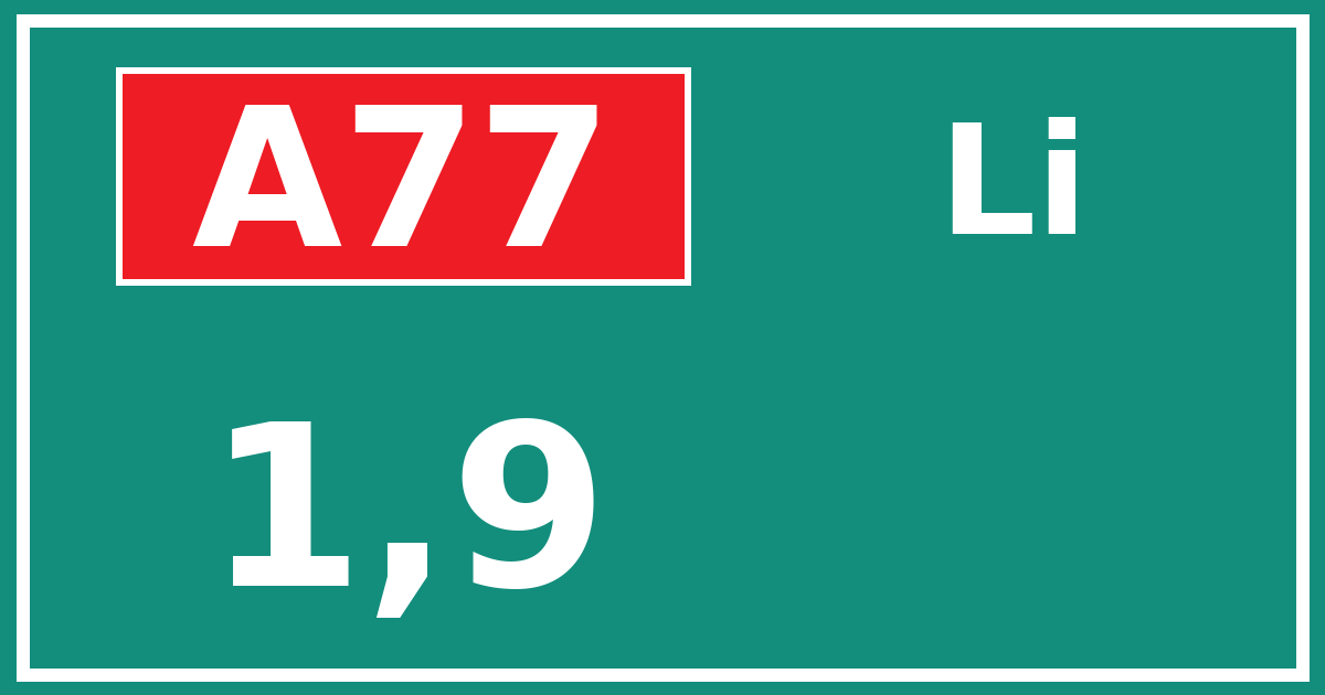 Hectometerbord A77 1,9 zijde Li