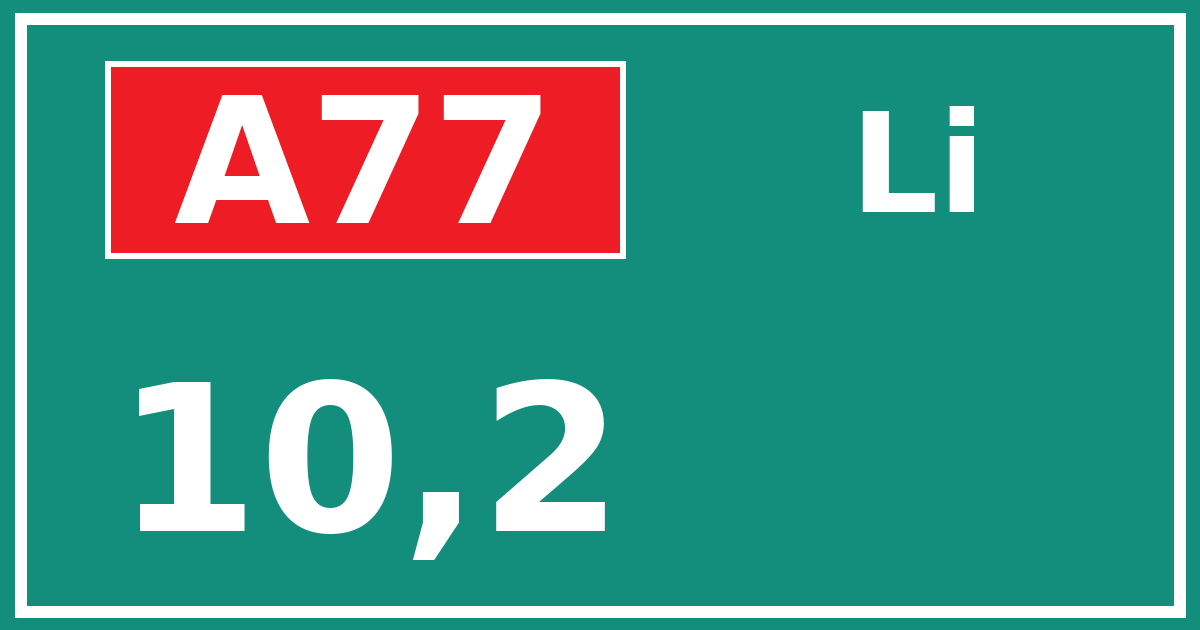 Hectometerbord A77 10,2 zijde Li