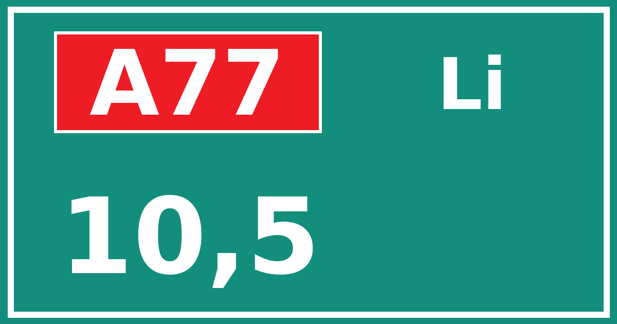 Hectometerbord A77 10,5 zijde Li