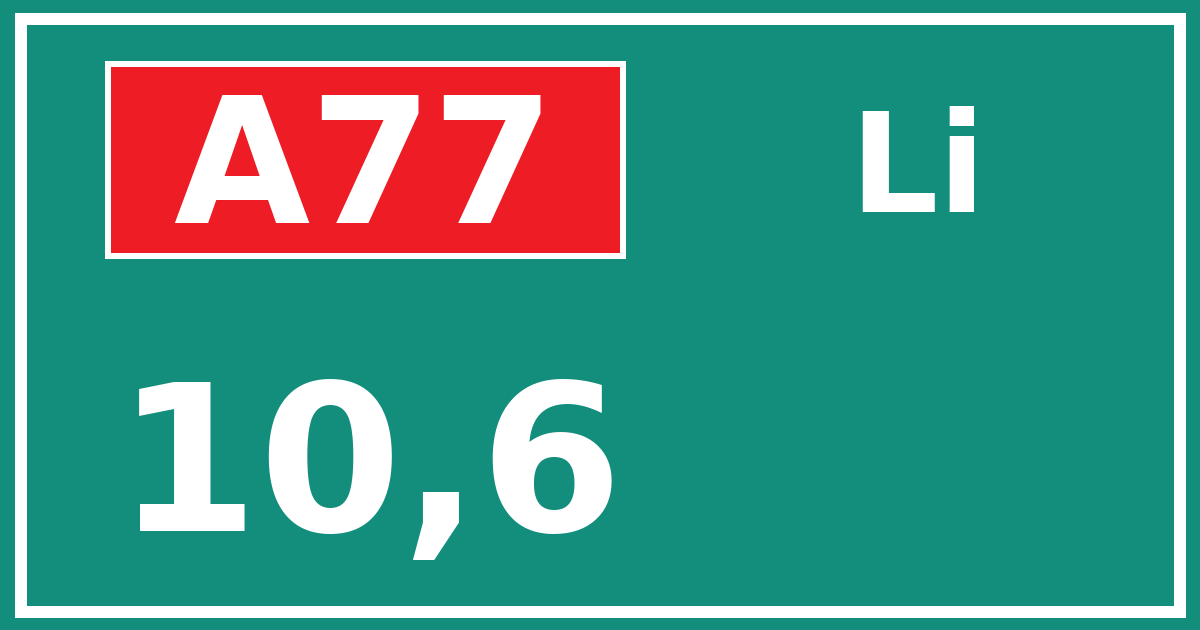 Hectometerbord A77 10,6 zijde Li
