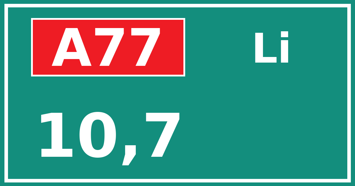 Hectometerbord A77 10,7 zijde Li
