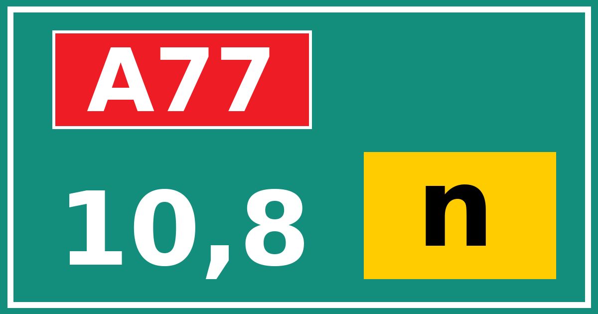 Hectometerbord A77 10,8 letter n