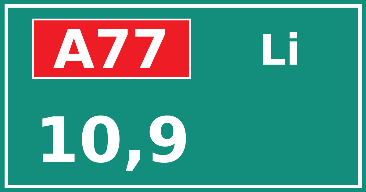 Hectometerbord A77 10,9 zijde Li