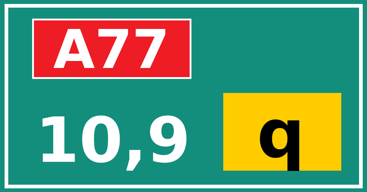 Hectometerbord A77 10,9 letter q