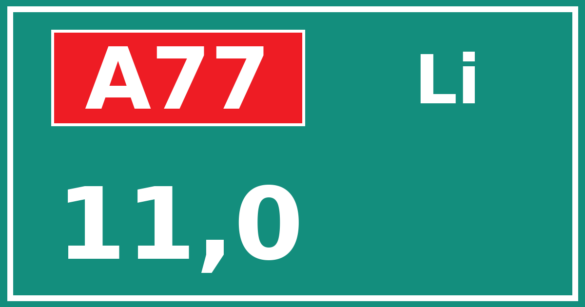 Hectometerbord A77 11,0 zijde Li