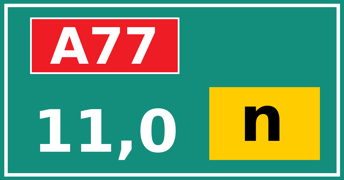 Hectometerbord A77 11,0 letter n
