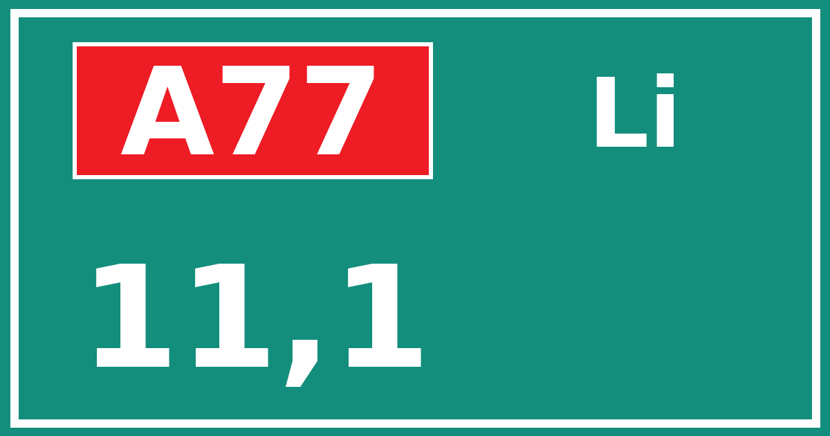 Hectometerbord A77 11,1 zijde Li