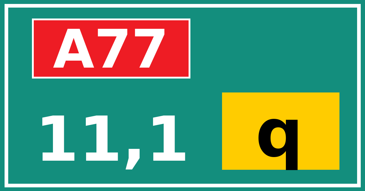 Hectometerbord A77 11,1 letter q