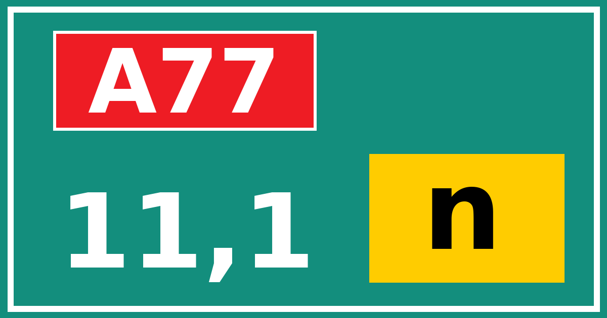 Hectometerbord A77 11,1 letter n