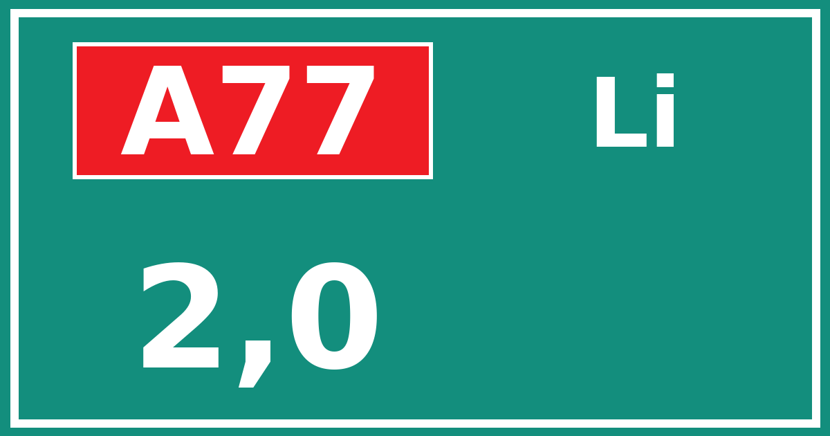 Hectometerbord A77 2,0 zijde Li