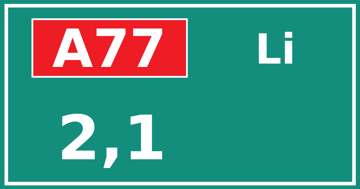 Hectometerbord A77 2,1 zijde Li