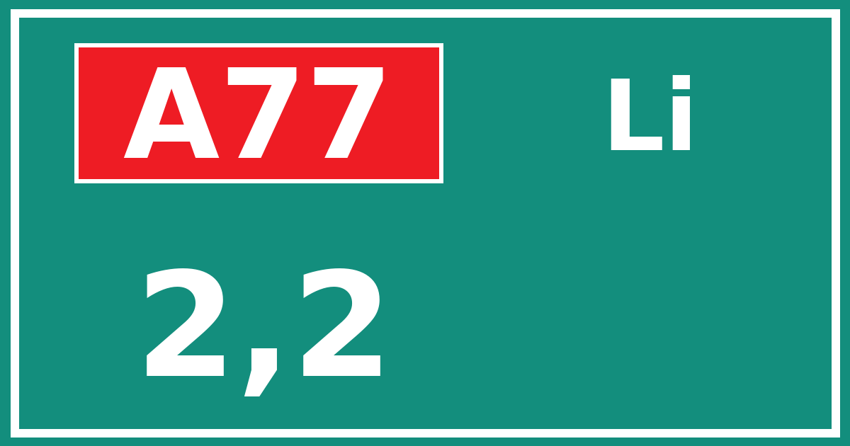 Hectometerbord A77 2,2 zijde Li