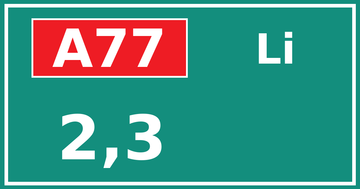 Hectometerbord A77 2,3 zijde Li