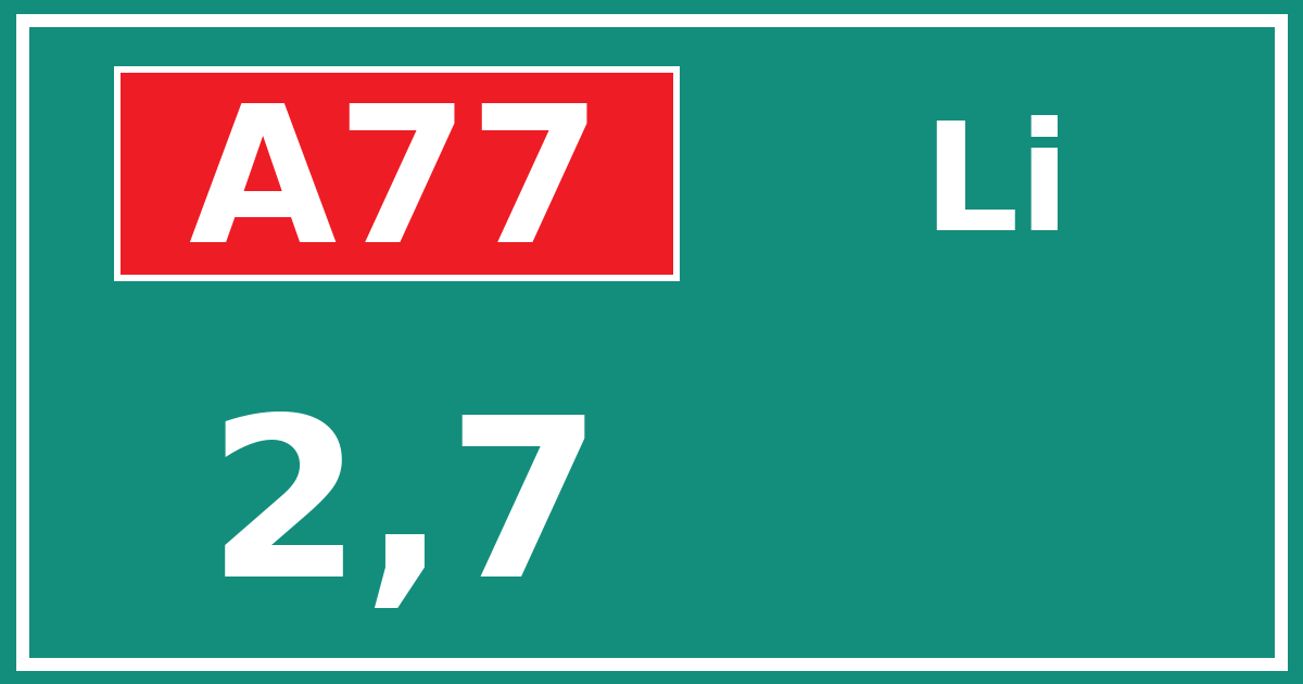 Hectometerbord A77 2,7 zijde Li