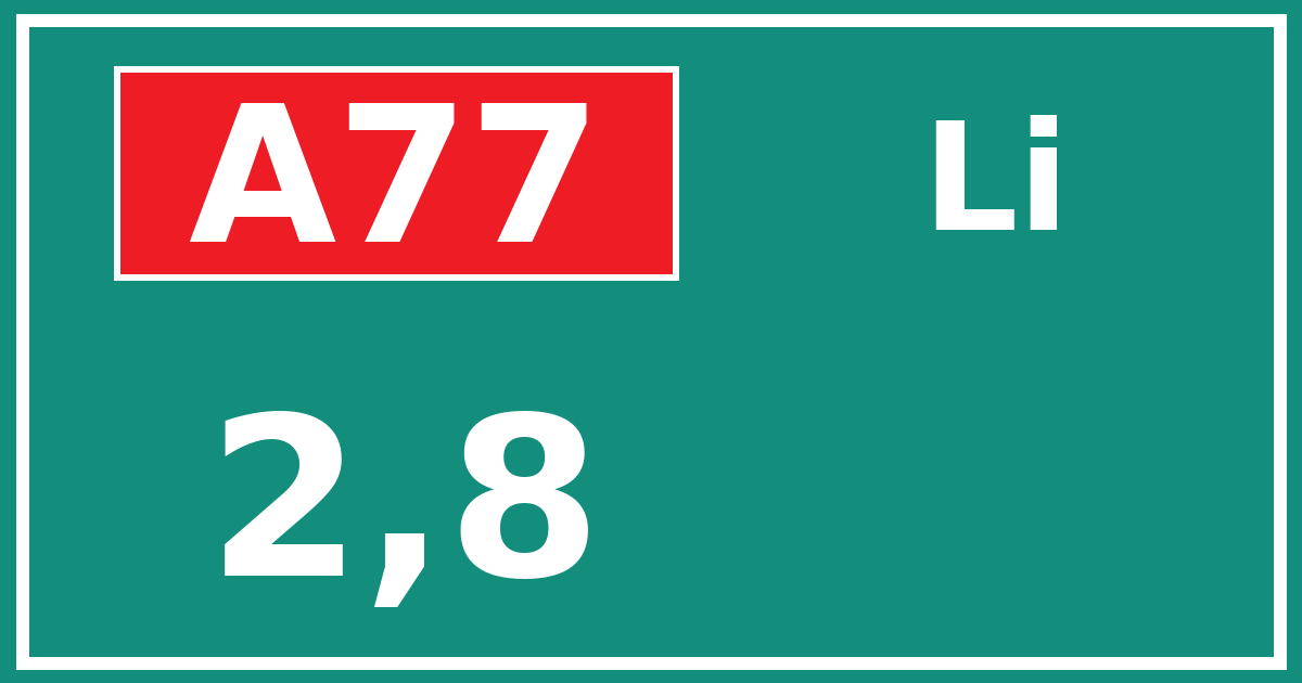 Hectometerbord A77 2,8 zijde Li