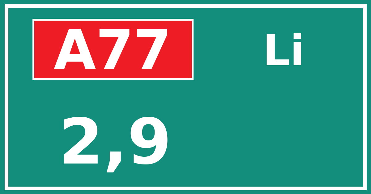 Hectometerbord A77 2,9 zijde Li
