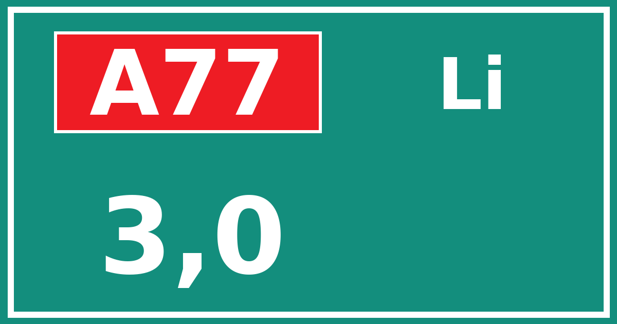 Hectometerbord A77 3,0 zijde Li