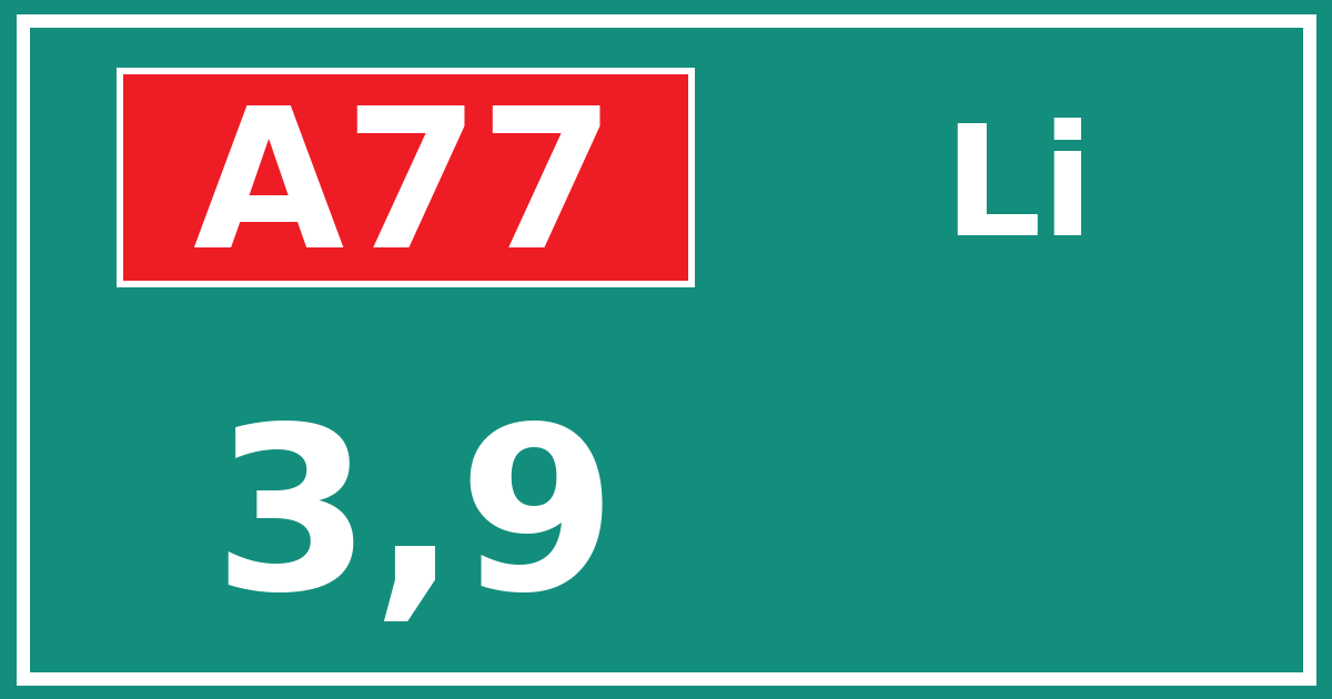 Hectometerbord A77 3,9 zijde Li