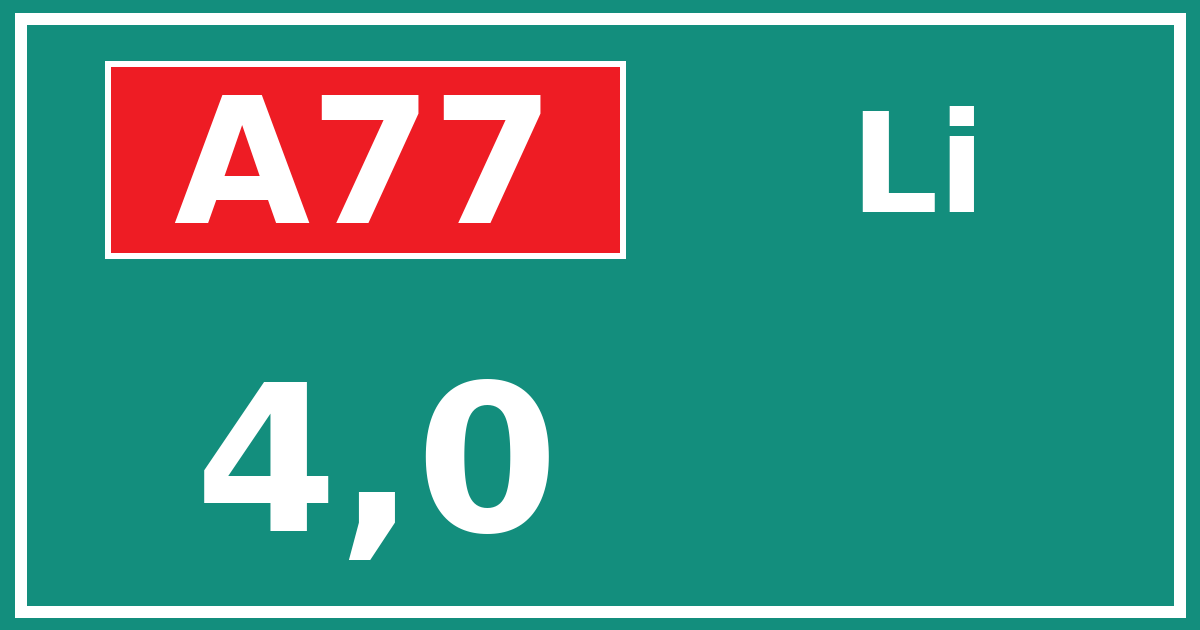 Hectometerbord A77 4,0 zijde Li