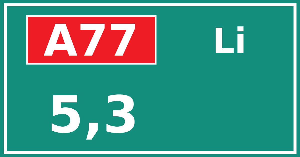Hectometerbord A77 5,3 zijde Li