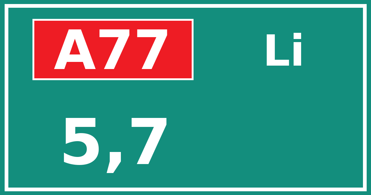 Hectometerbord A77 5,7 zijde Li