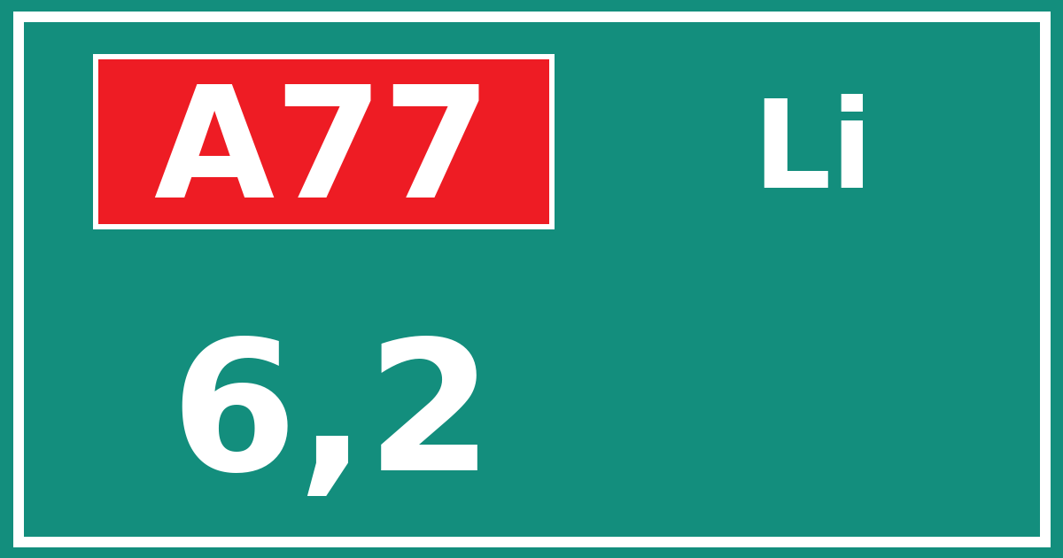 Hectometerbord A77 6,2 zijde Li