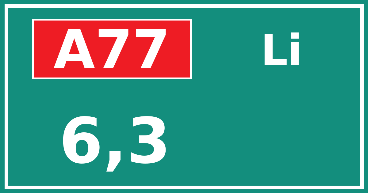 Hectometerbord A77 6,3 zijde Li