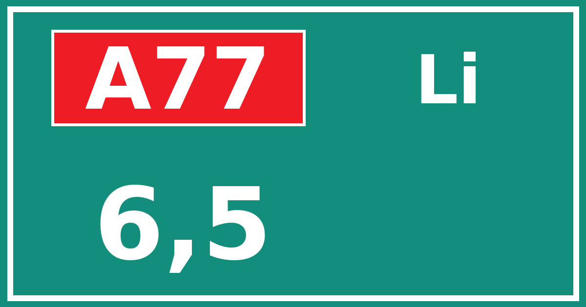 Hectometerbord A77 6,5 zijde Li
