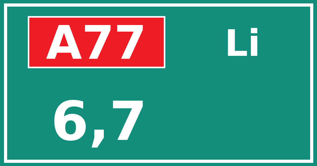 Hectometerbord A77 6,7 zijde Li