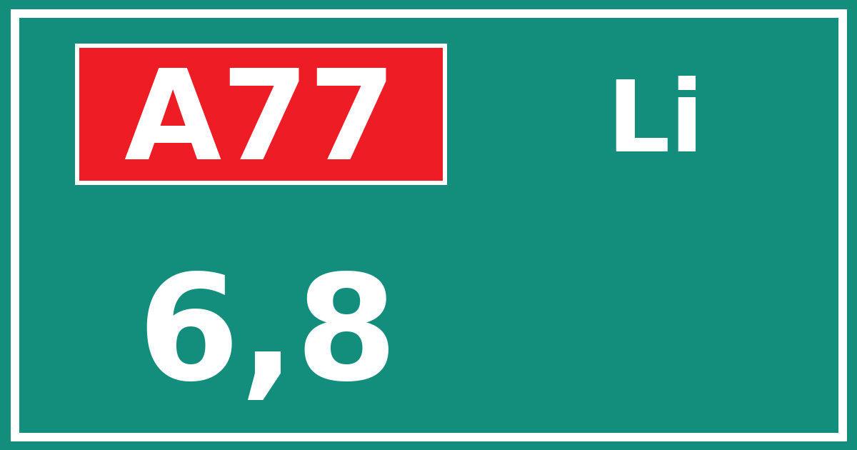 Hectometerbord A77 6,8 zijde Li