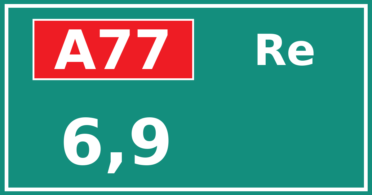 Hectometerbord A77 6,9 zijde Re
