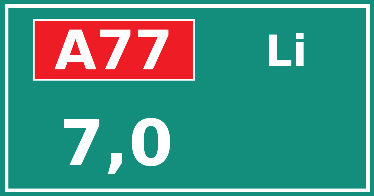 Hectometerbord A77 7,0 zijde Li