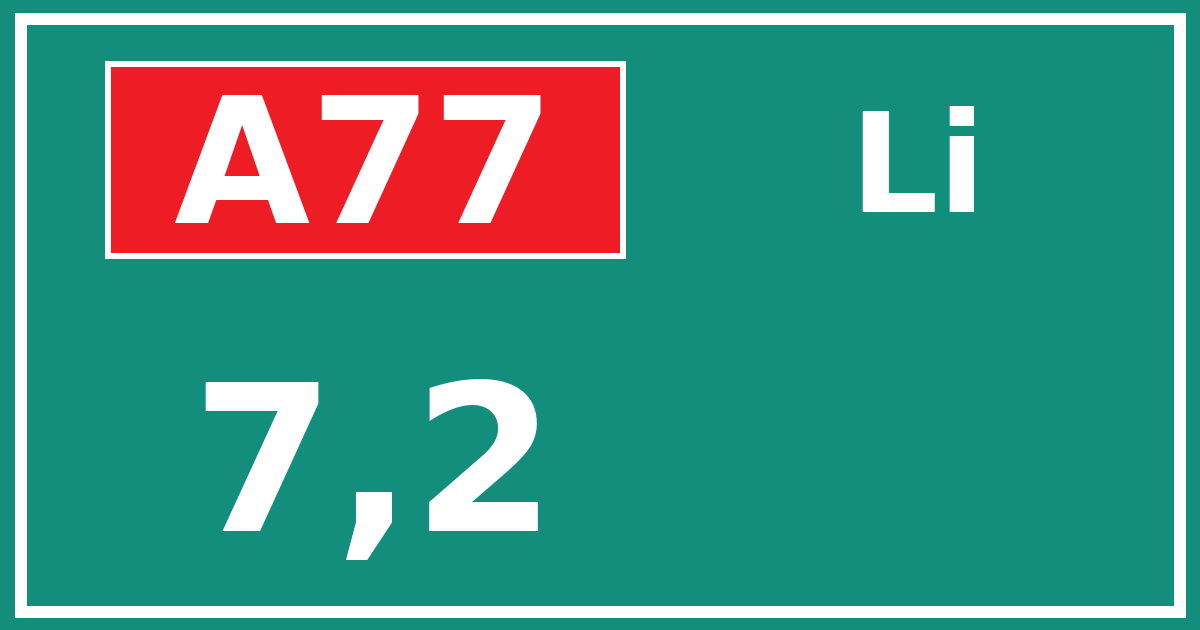 Hectometerbord A77 7,2 zijde Li