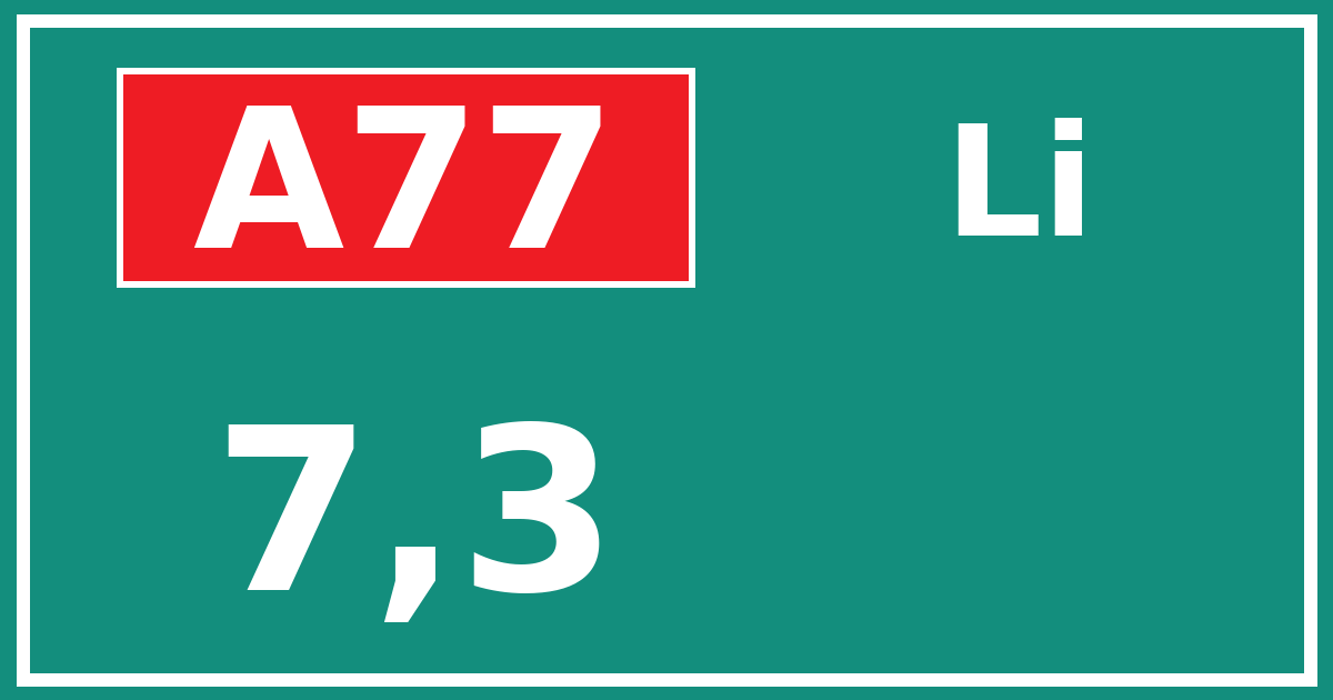 Hectometerbord A77 7,3 zijde Li