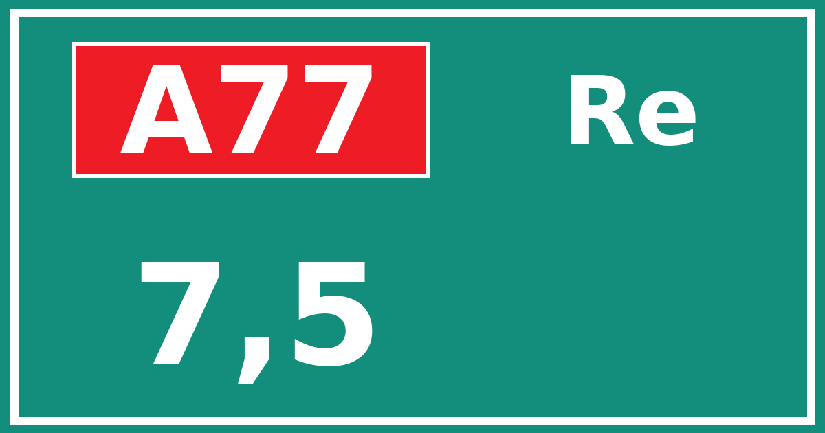 Hectometerbord A77 7,5 zijde Re