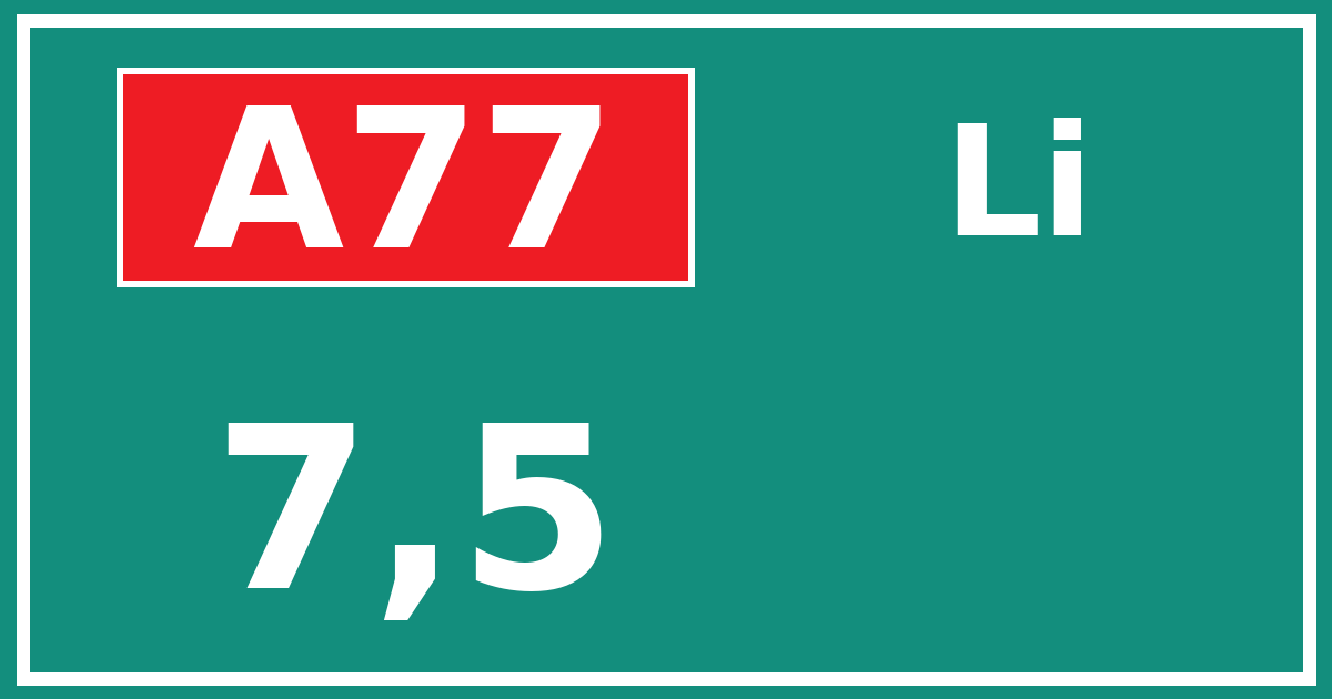 Hectometerbord A77 7,5 zijde Li
