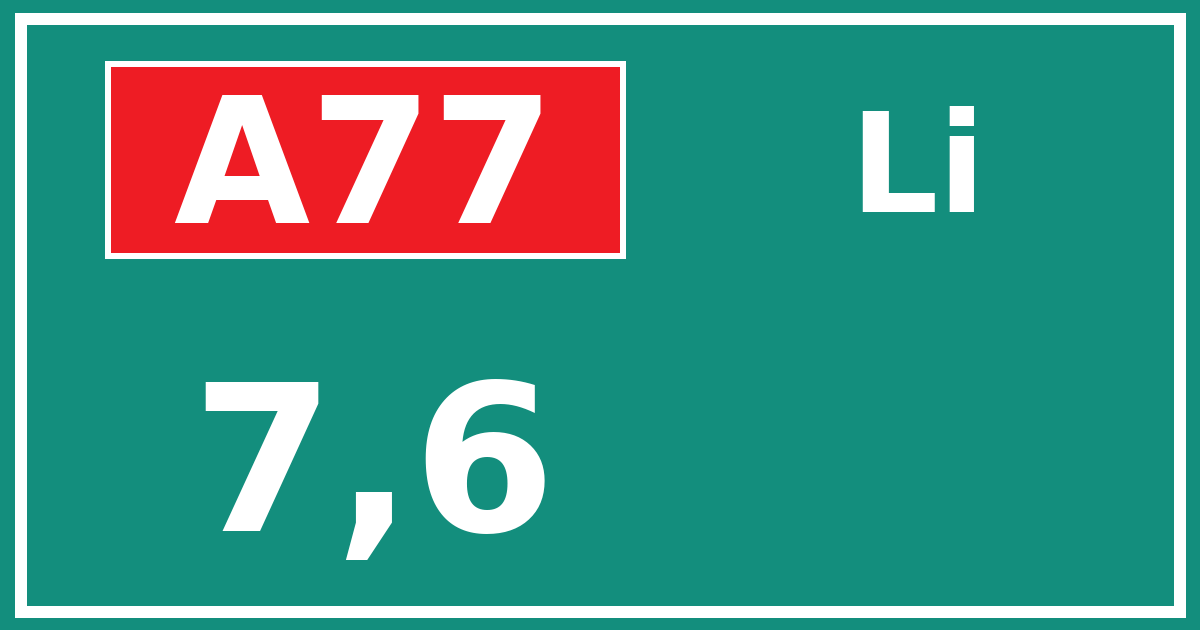 Hectometerbord A77 7,6 zijde Li
