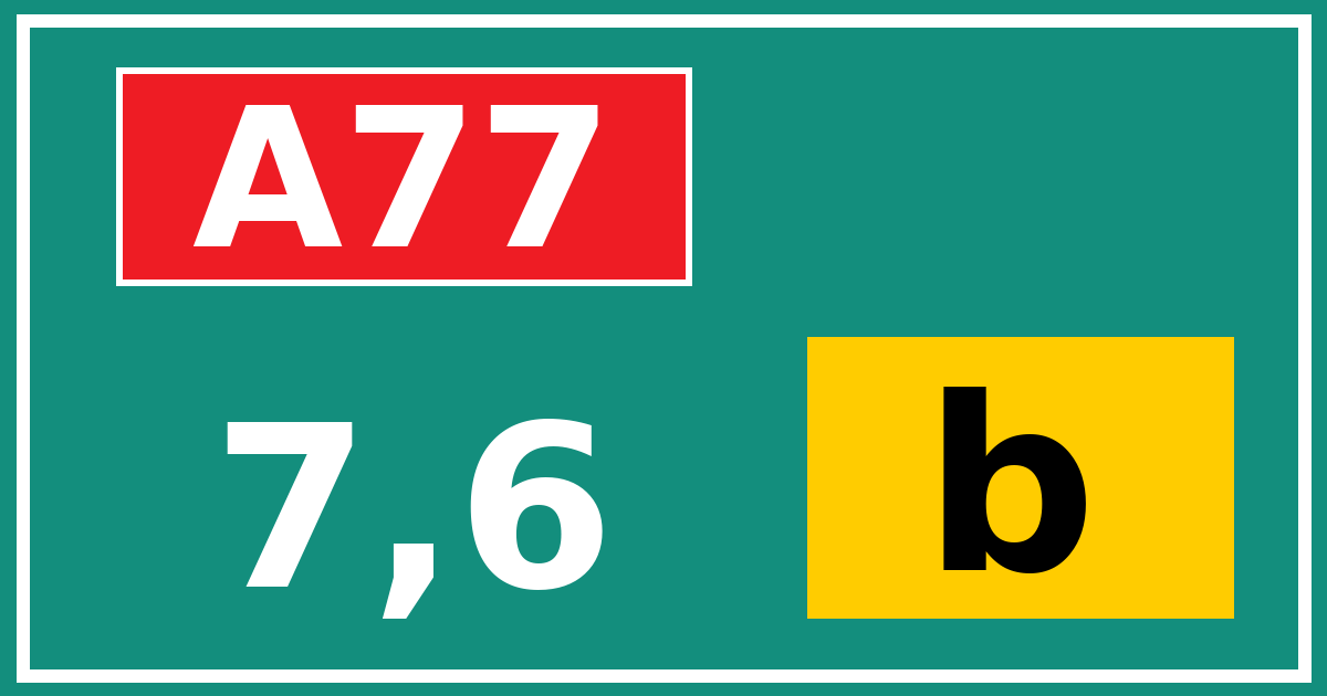 Hectometerbord A77 7,6 letter b