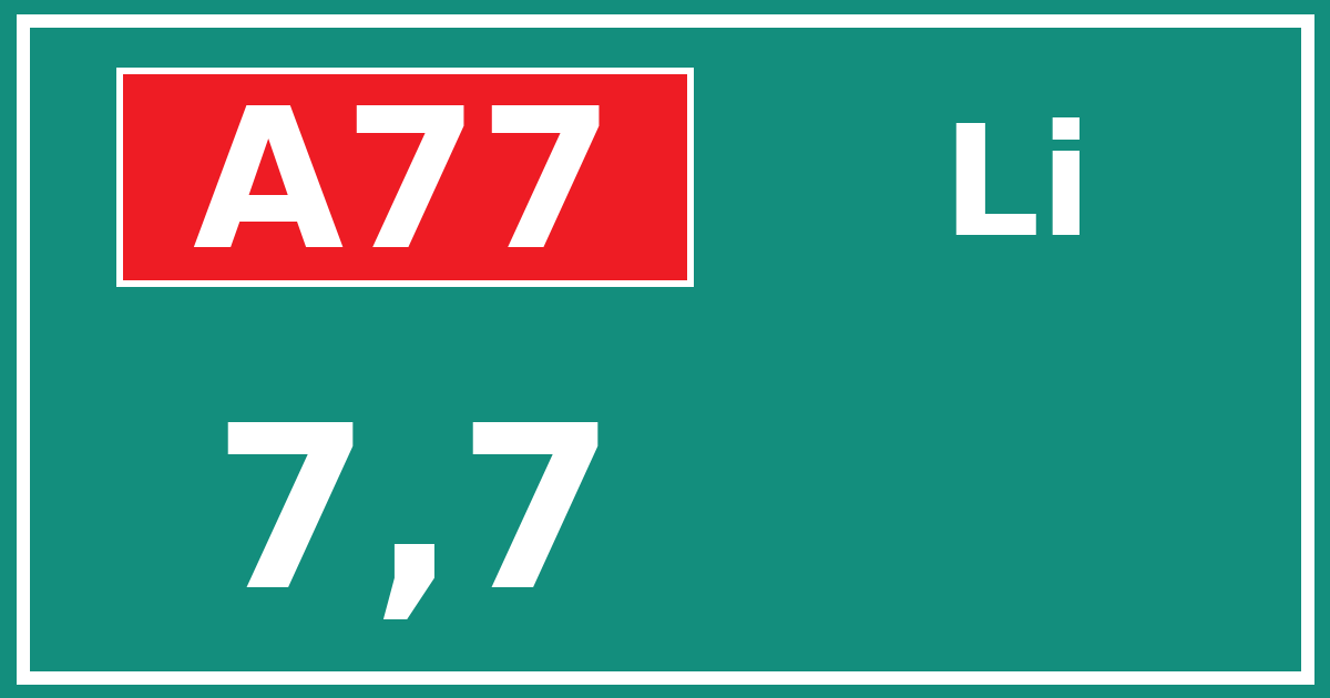 Hectometerbord A77 7,7 zijde Li