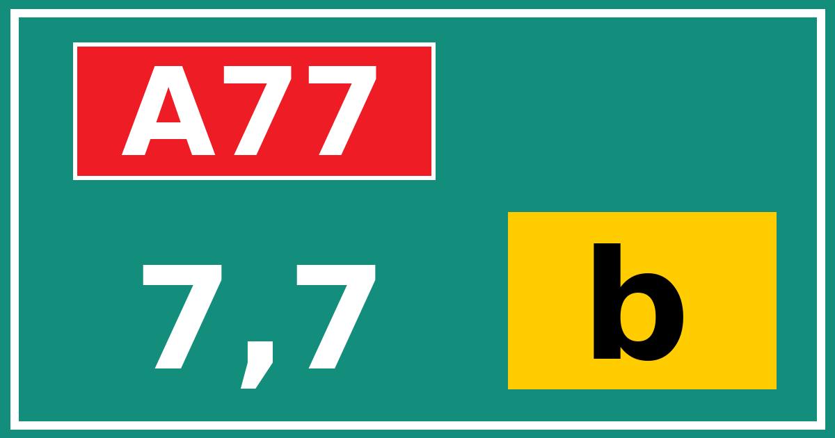 Hectometerbord A77 7,7 letter b