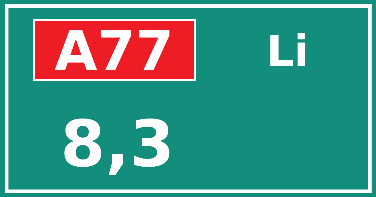 Hectometerbord A77 8,3 zijde Li