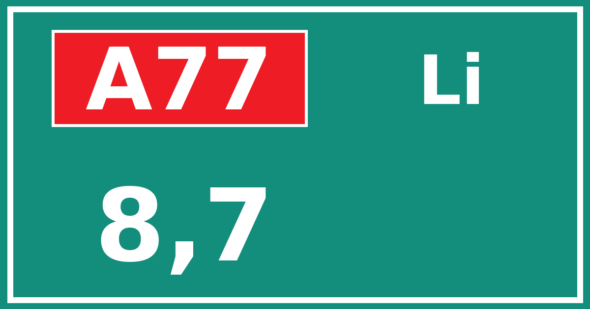 Hectometerbord A77 8,7 zijde Li