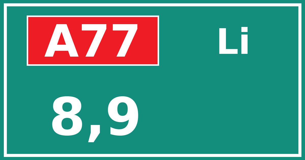 Hectometerbord A77 8,9 zijde Li