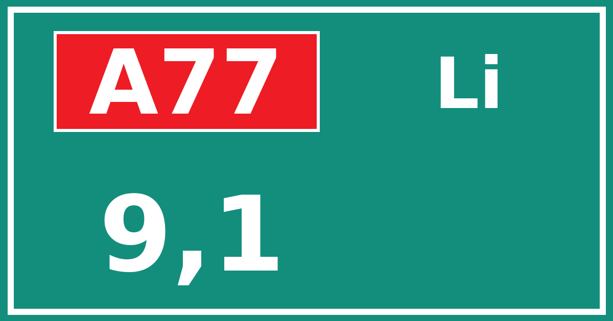 Hectometerbord A77 9,1 zijde Li
