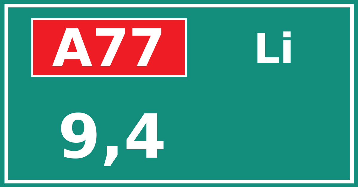 Hectometerbord A77 9,4 zijde Li