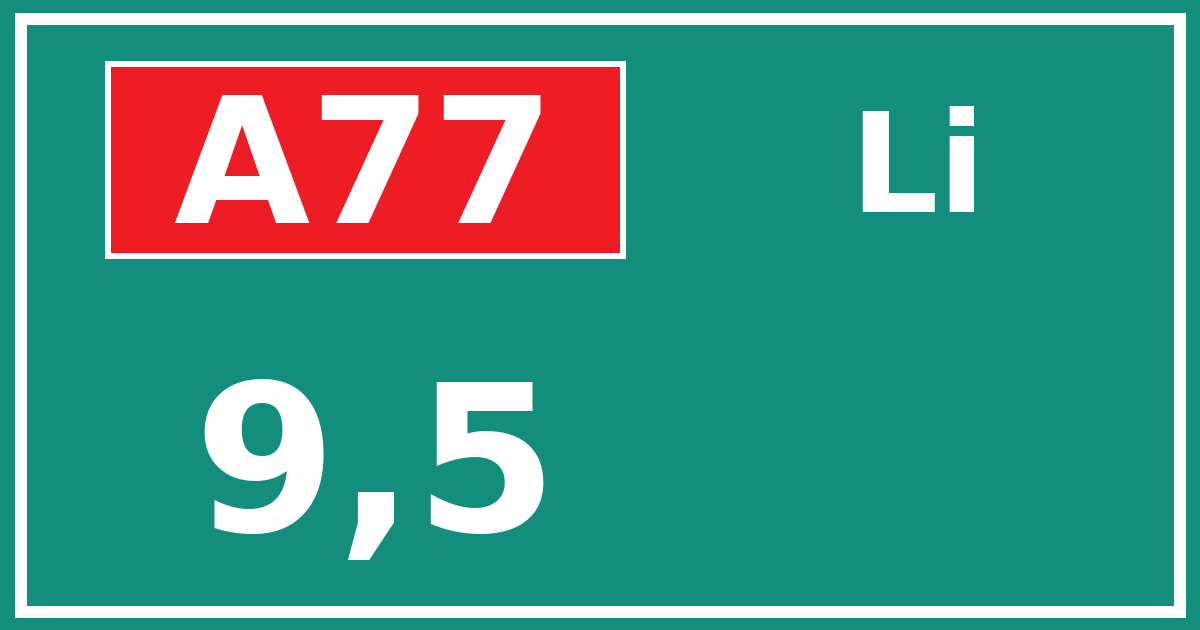 Hectometerbord A77 9,5 zijde Li