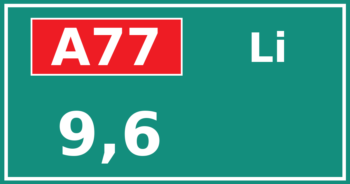 Hectometerbord A77 9,6 zijde Li