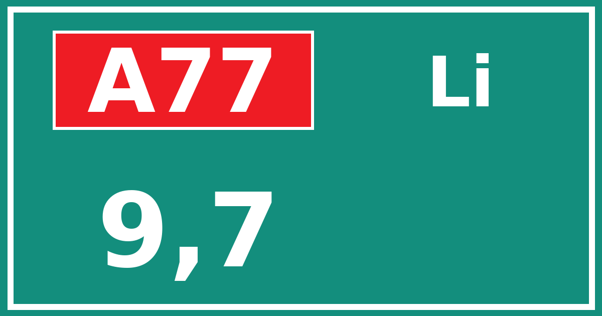 Hectometerbord A77 9,7 zijde Li
